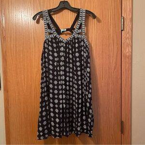 Maurices Embroidered Strappy Black White Floral Flowy Dress